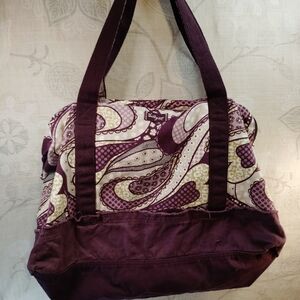 Thirty-One Purple and Cream Paisley Tote